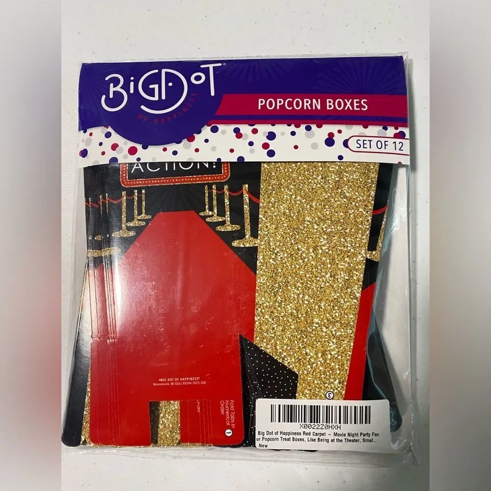 Party decor supplies Red Carpet Movie Night Party Favor Popcorn Treat Boxes 12